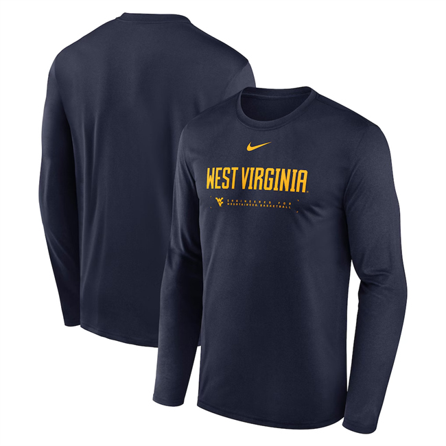 Men's West Virginia Mountaineers Navy 2025 Courtside Basketball Shootaround Legend Dri-FIT Long Sleeve T-Shirt